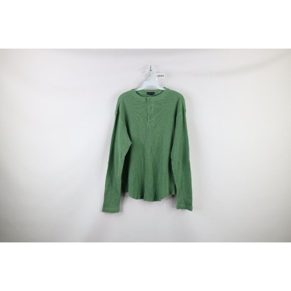 Vintage LANDS' END short-sleeved button-down shirt, men's size L cotton green type Vintage Second Hand